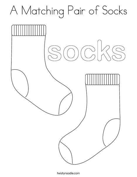 A matching pair of socks coloring page