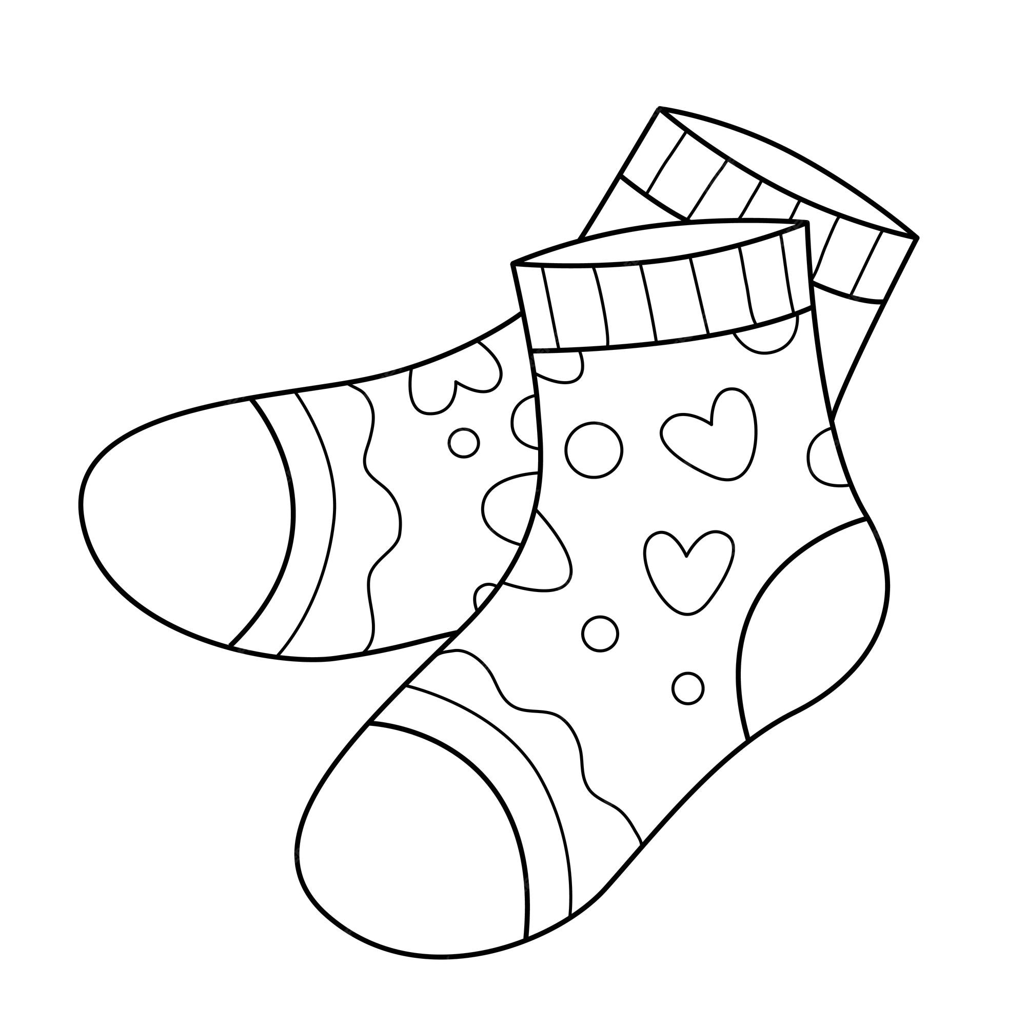 Premium vector socks coloring book for kids coloring page monochrome black and white illustration