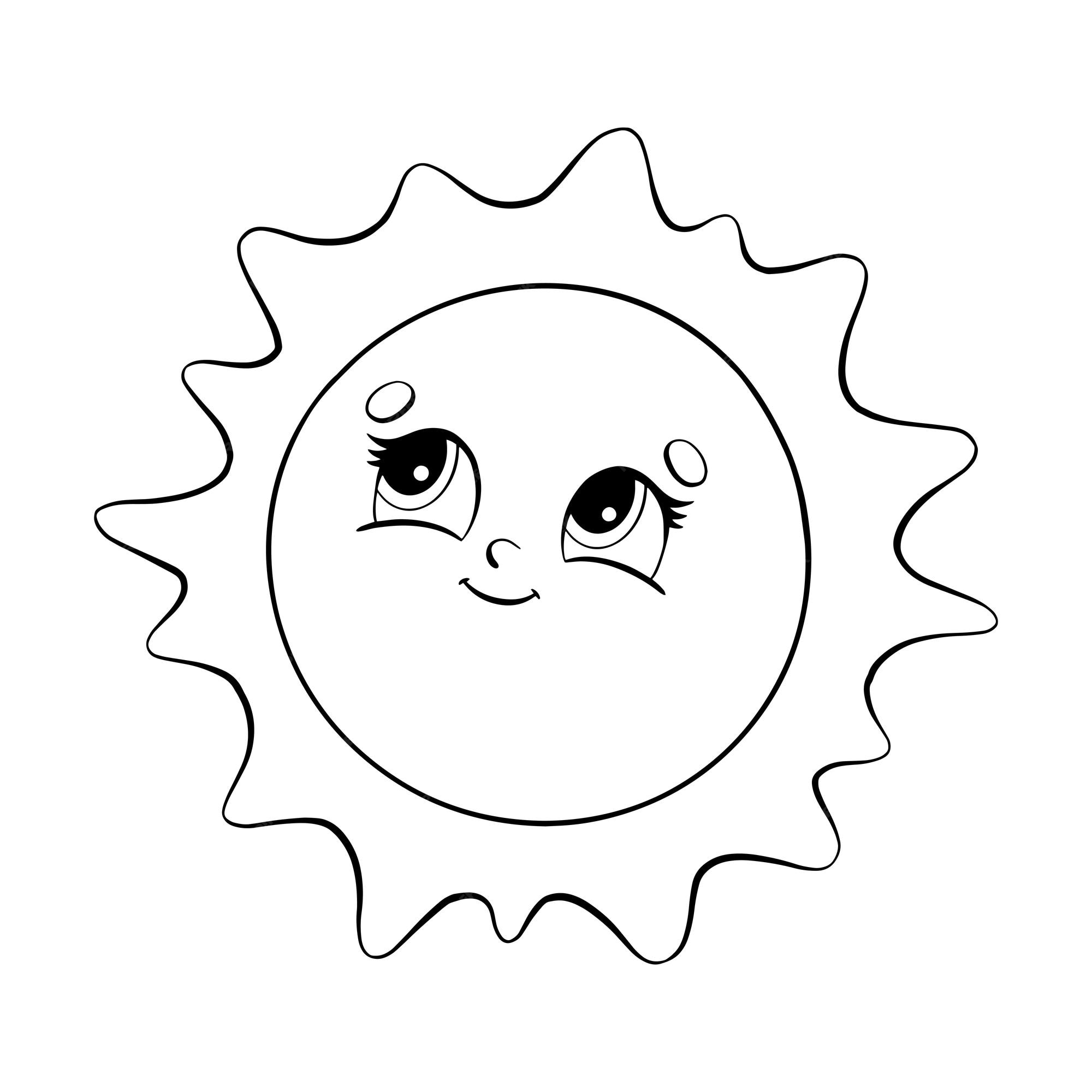 Premium vector coloring page for kids cute sun digital stamp cartoon style character