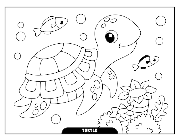 Premium vector turtle coloring pages for kids