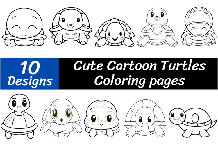 Cute cartoon turtles coloring pages cartoon turtles vector