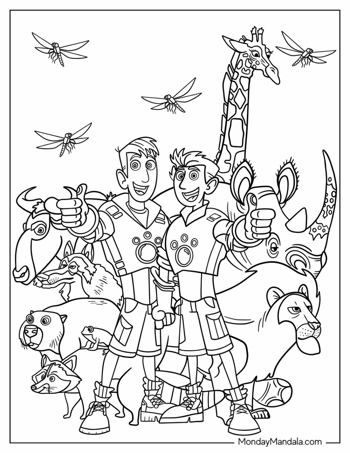 Wild kratts coloring pages free pdf printables