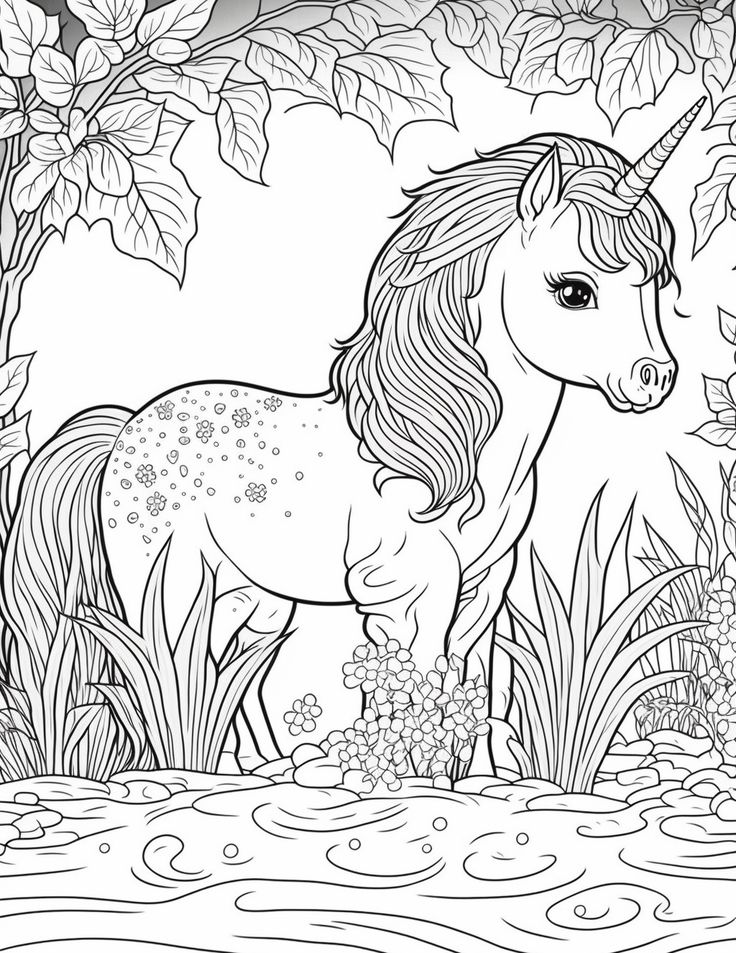 Cute unicorn printable coloring pages for kids printable pdf file grayscale coloring books cool coloring pages coloring pages