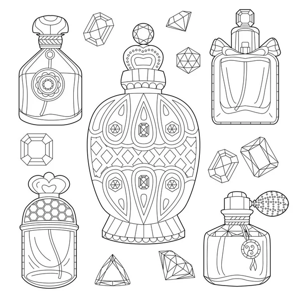 Seamless background monochrome perfume bottles endless texture different fragrance coloring stock vector by nurrka