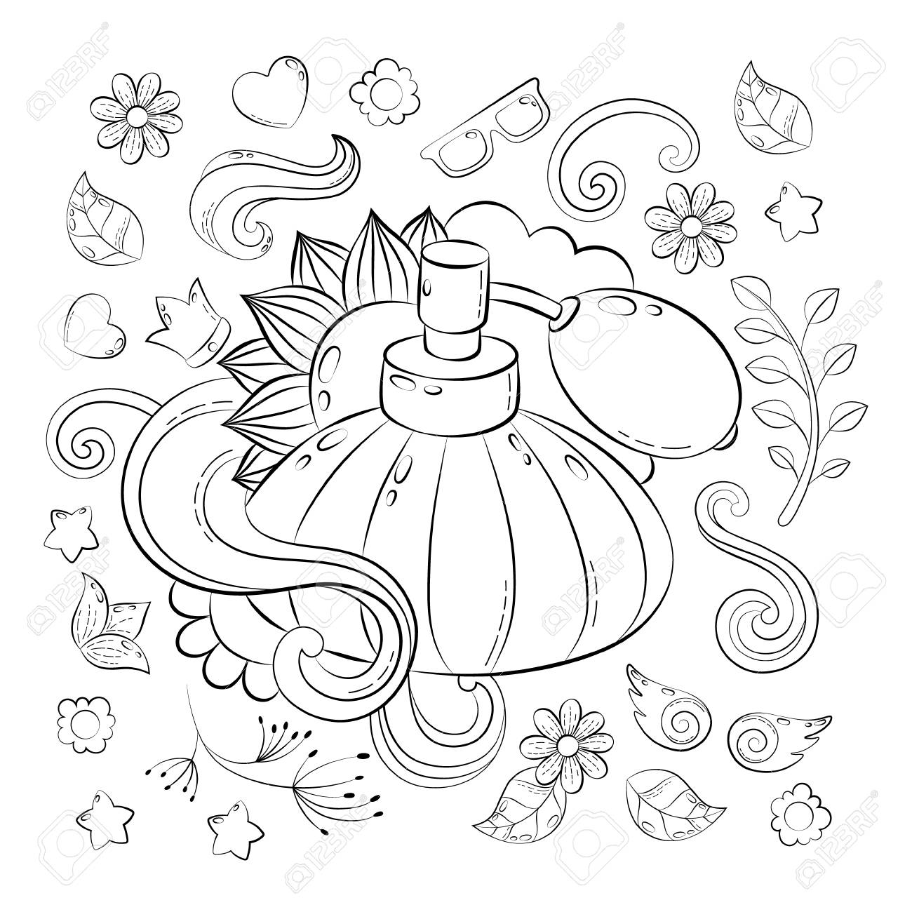 Make up concept hand drawn cartoon doodle illustration beauty pattern illustration for adult coloring book sketch for adult anti stress coloring book page with doodle elements royalty free svg cliparts vectors and