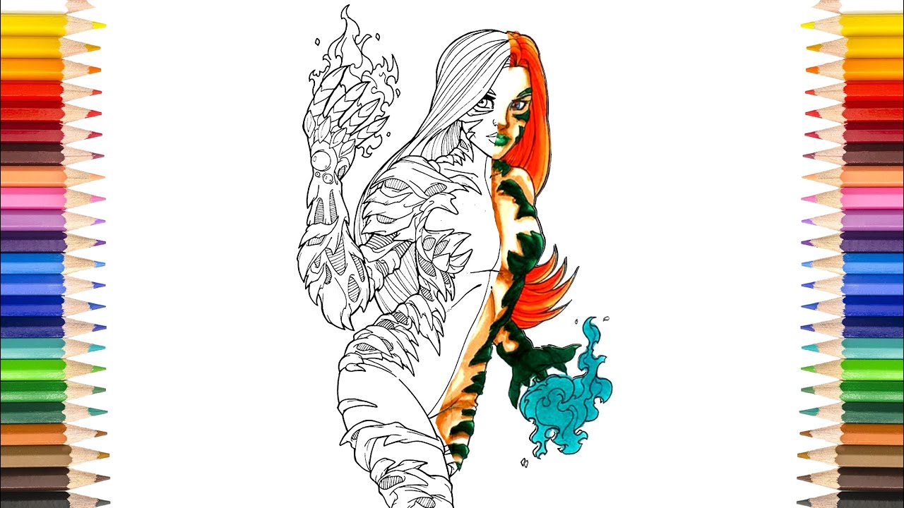 Poison ivy coloring pages dc villain girl coloring pages