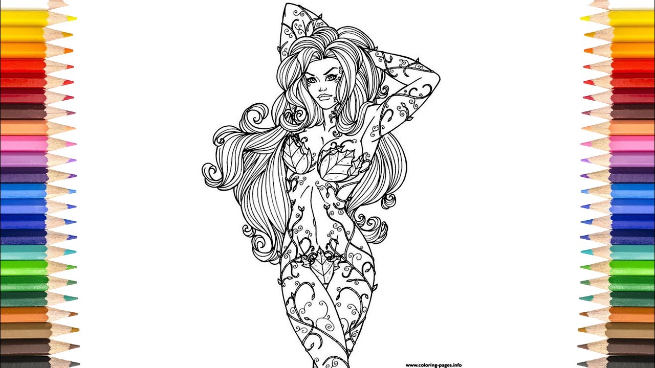 Poison ivy coloring pages dc villain ivy coloring pages