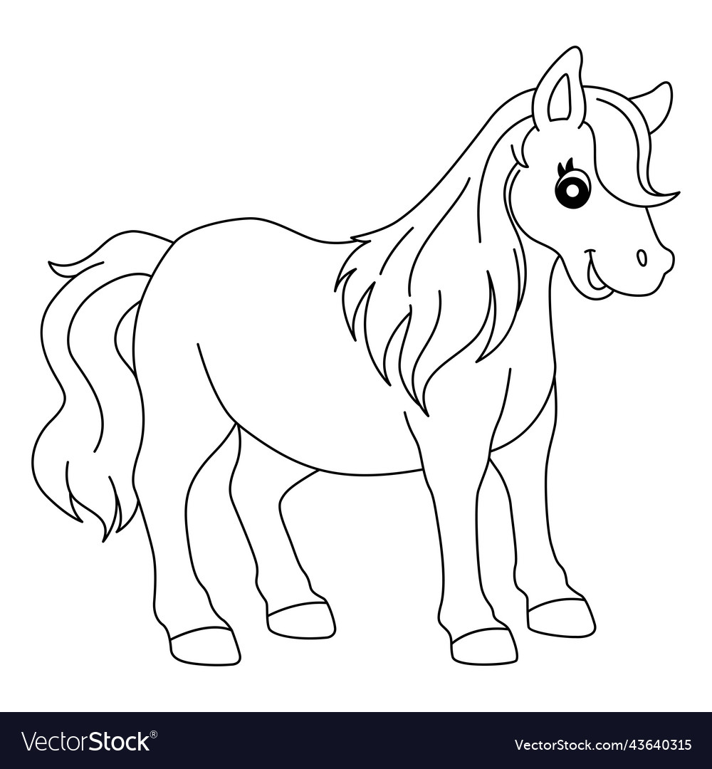 Pony animal isolated coloring page for kids vector image