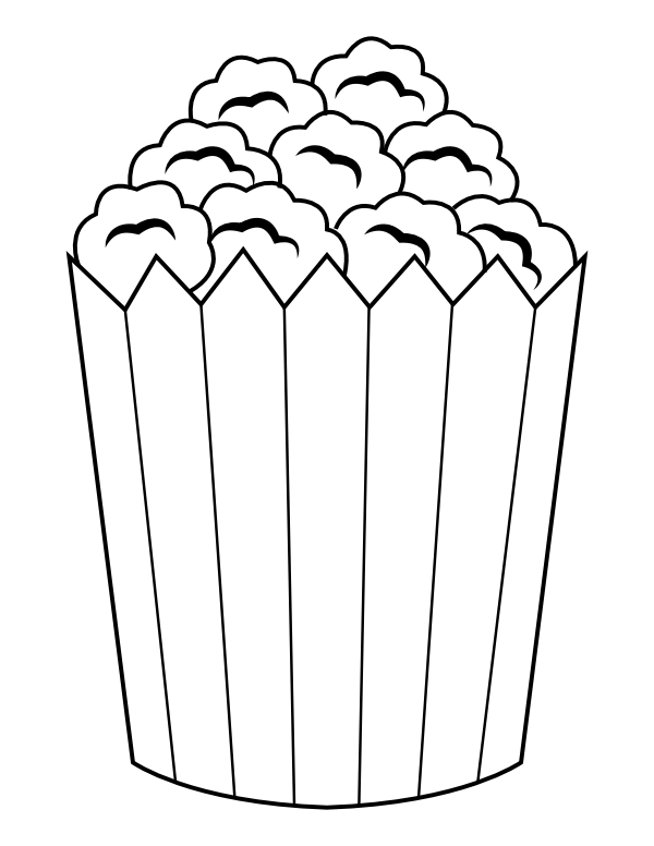 Printable movie popcorn coloring page