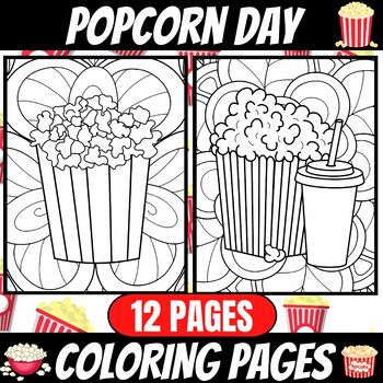 Popcorn coloring pages mindfulness popcorn day activity tpt