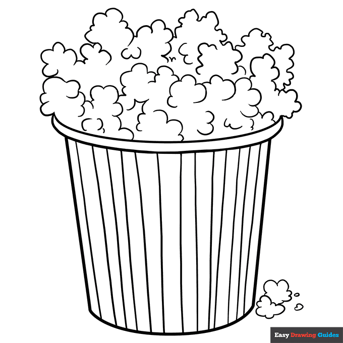 Popcorn coloring page easy drawing guides