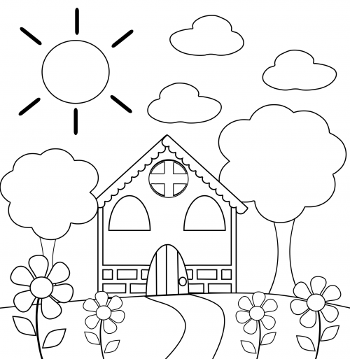 Preschool coloring page â house
