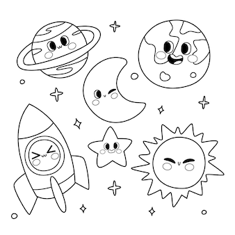 Preschool coloring activity vectors illustrations for free download