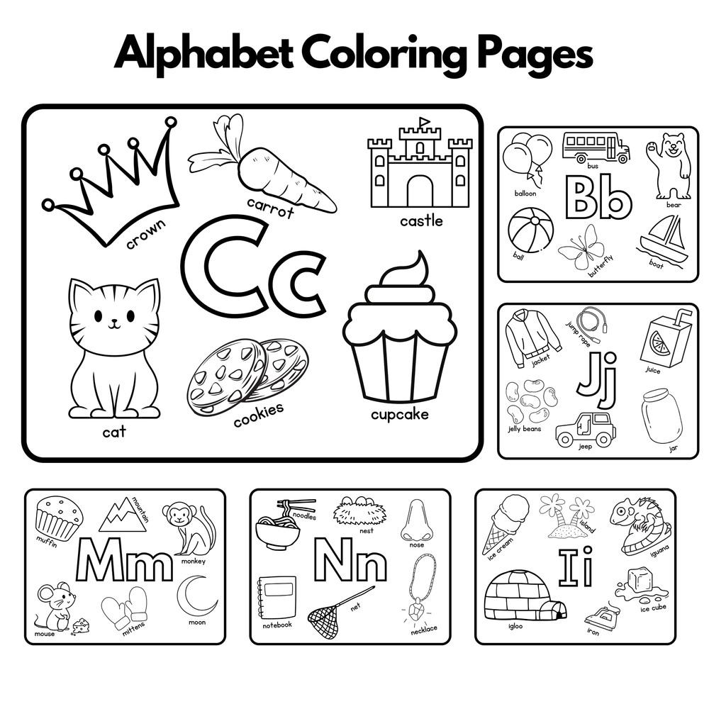 Alphabet coloring pages â preschool vibes