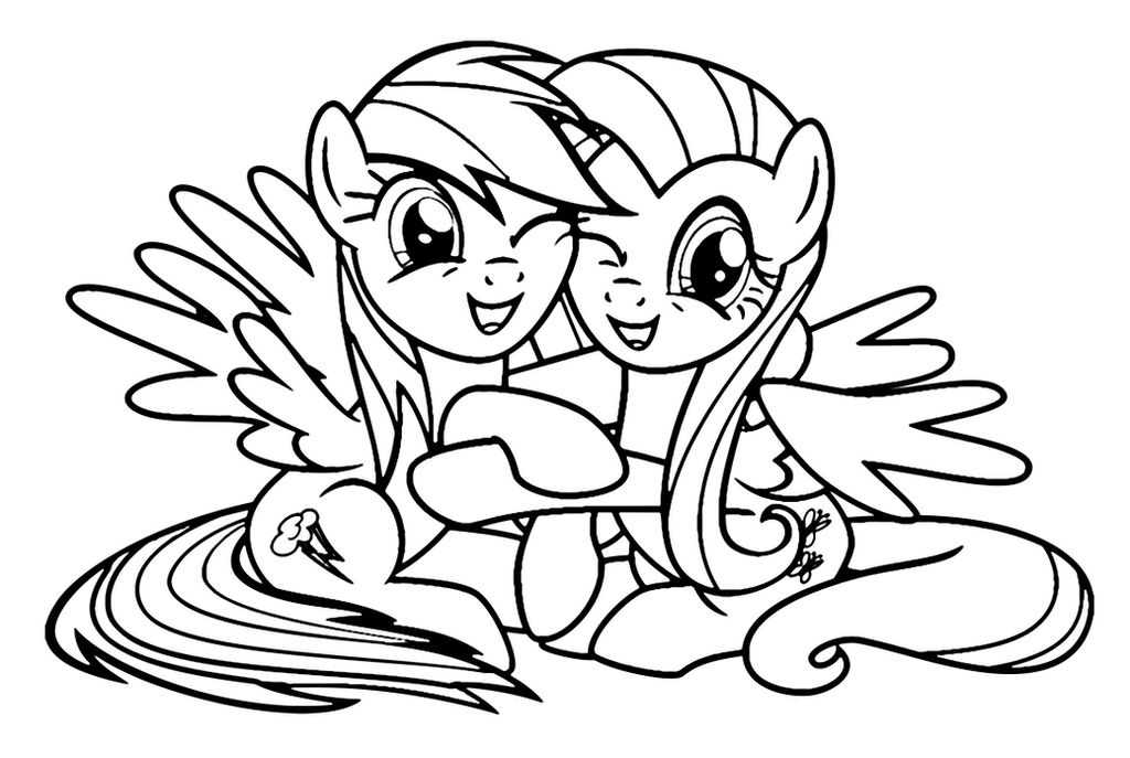 Fluttershy and rainbow dash coloring page by sanorace on