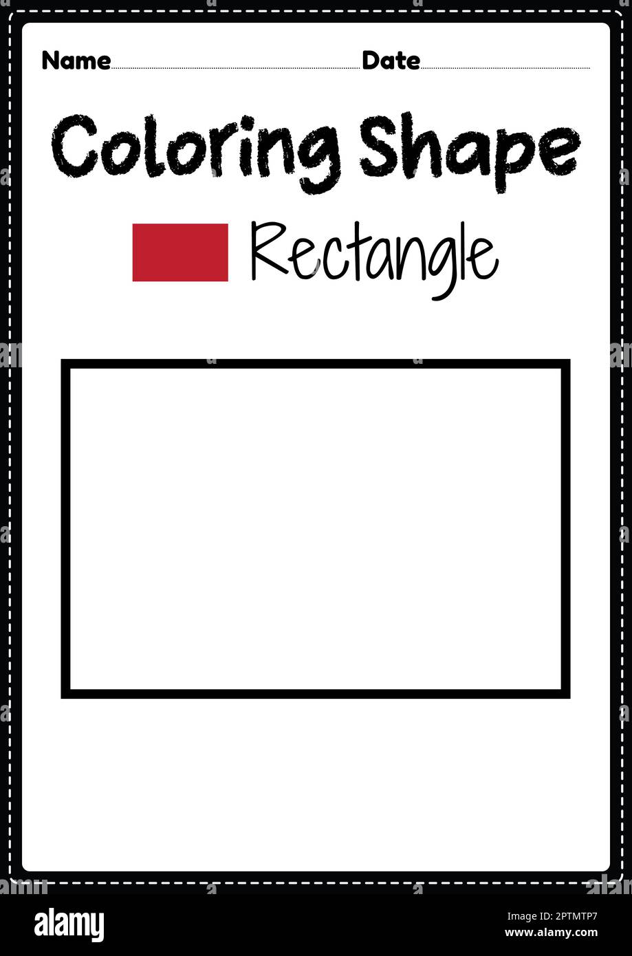 Rectangle coloring page for preschool kindergarten montessori kids to practice visual art drawing and coloring activities to develop creativity fo stock photo