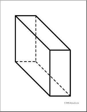 Clip art d solids rectangular prism coloring page i