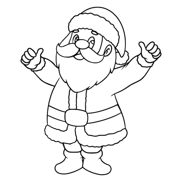 Premium vector smiling santa claus coloring page