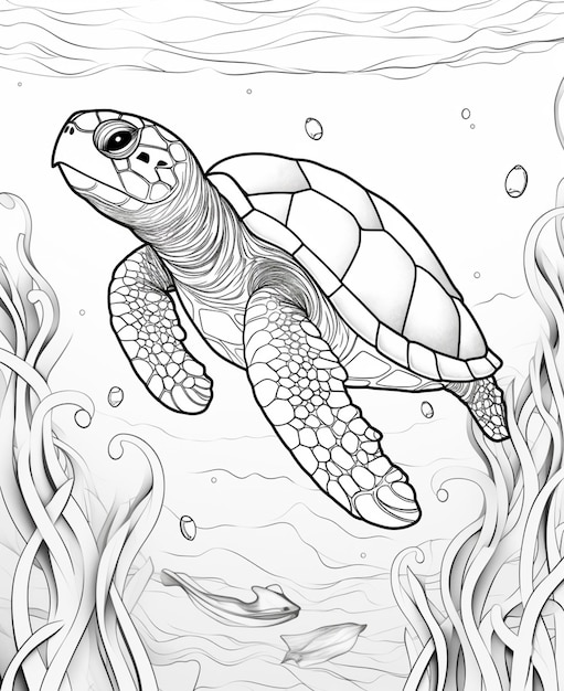 Premium ai image coloring pages of sea turtles free printable sea turtle coloring pages for kids generative ai