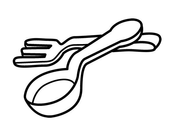 Spoon and fork coloring page