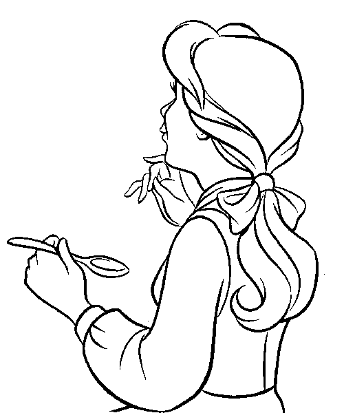 Belle with a spoon coloring page by serena on