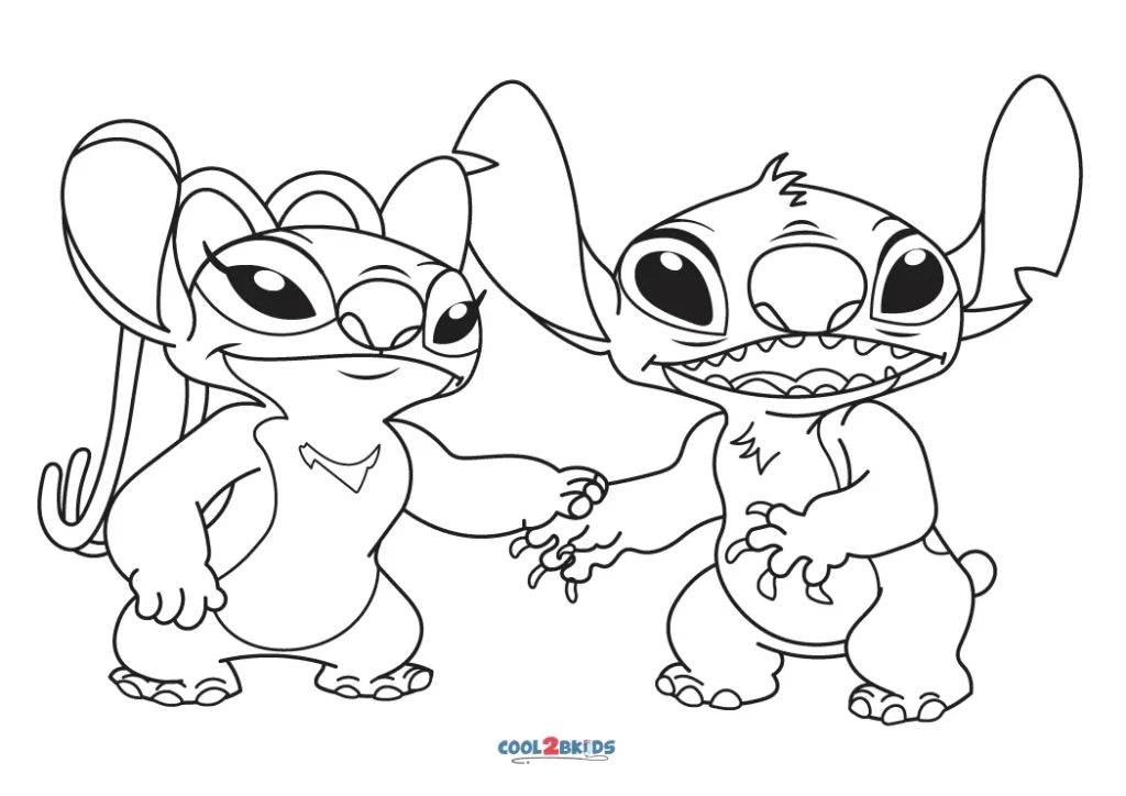 Free printable stitch and angel coloring pages for kids
