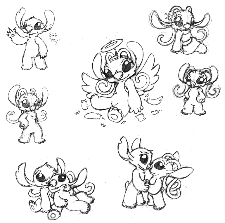 More stitch and angel sketches by miriamthebat on