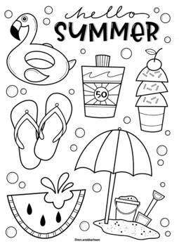 Hello summer coloring page by mrs arnolds art room tpt