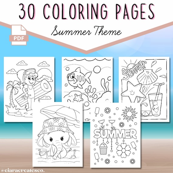 Summer coloring pages summer coloring pages for kids summer birthday party activity girls birthday party summer activity book