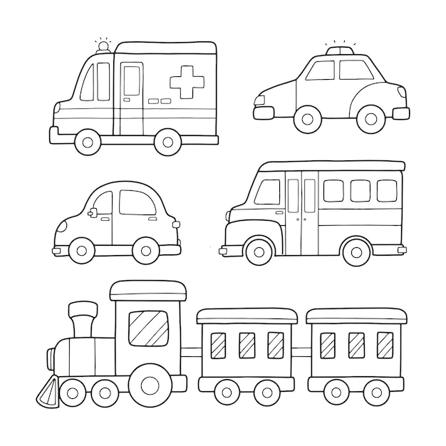 Premium vector transportation coloring page