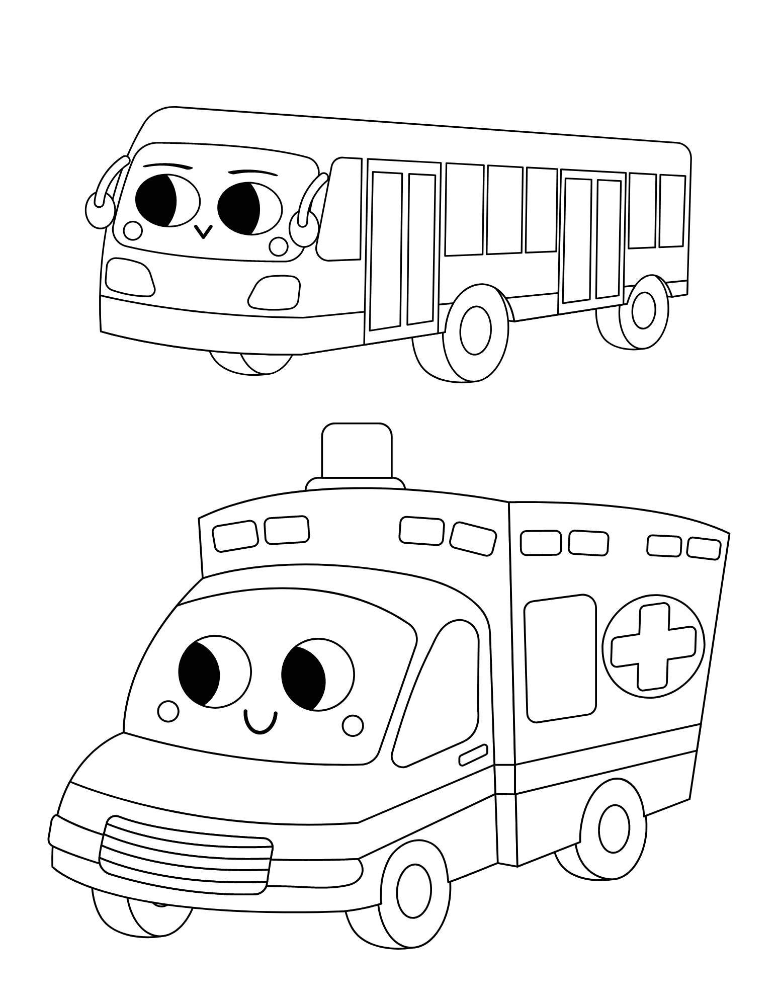 Free cute transportation coloring pages for kids