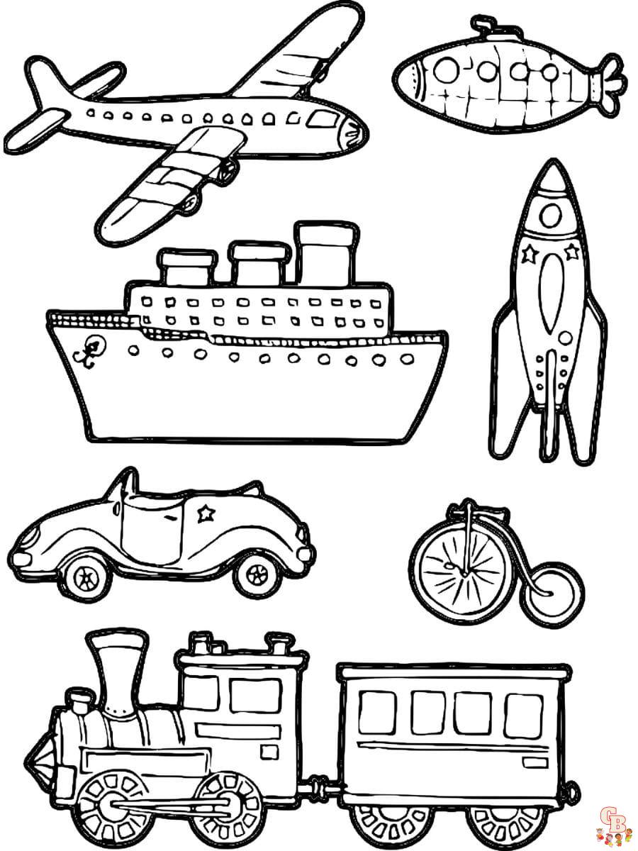 Printable transportation coloring pages free for kids and adults