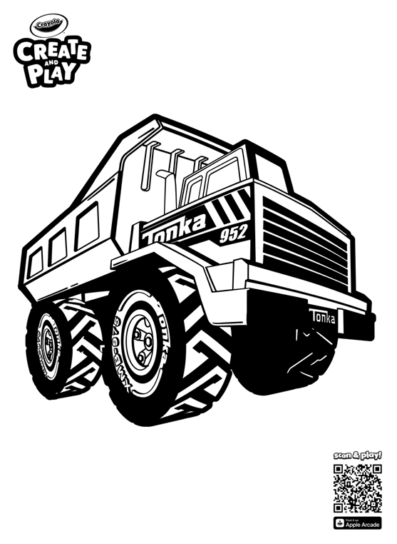 Create and play tonka truck coloring page