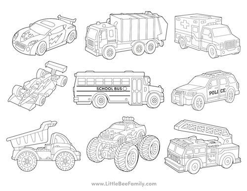 Cars trucks coloring pages