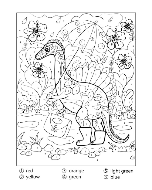 Premium vector dinosaur color by number coloring pages for adults