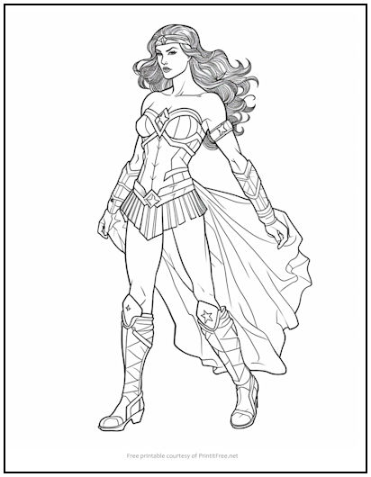 Wonder woman coloring page print it free