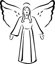 Black and white singing angel clipart â
