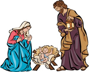 Holy family nativity in color â