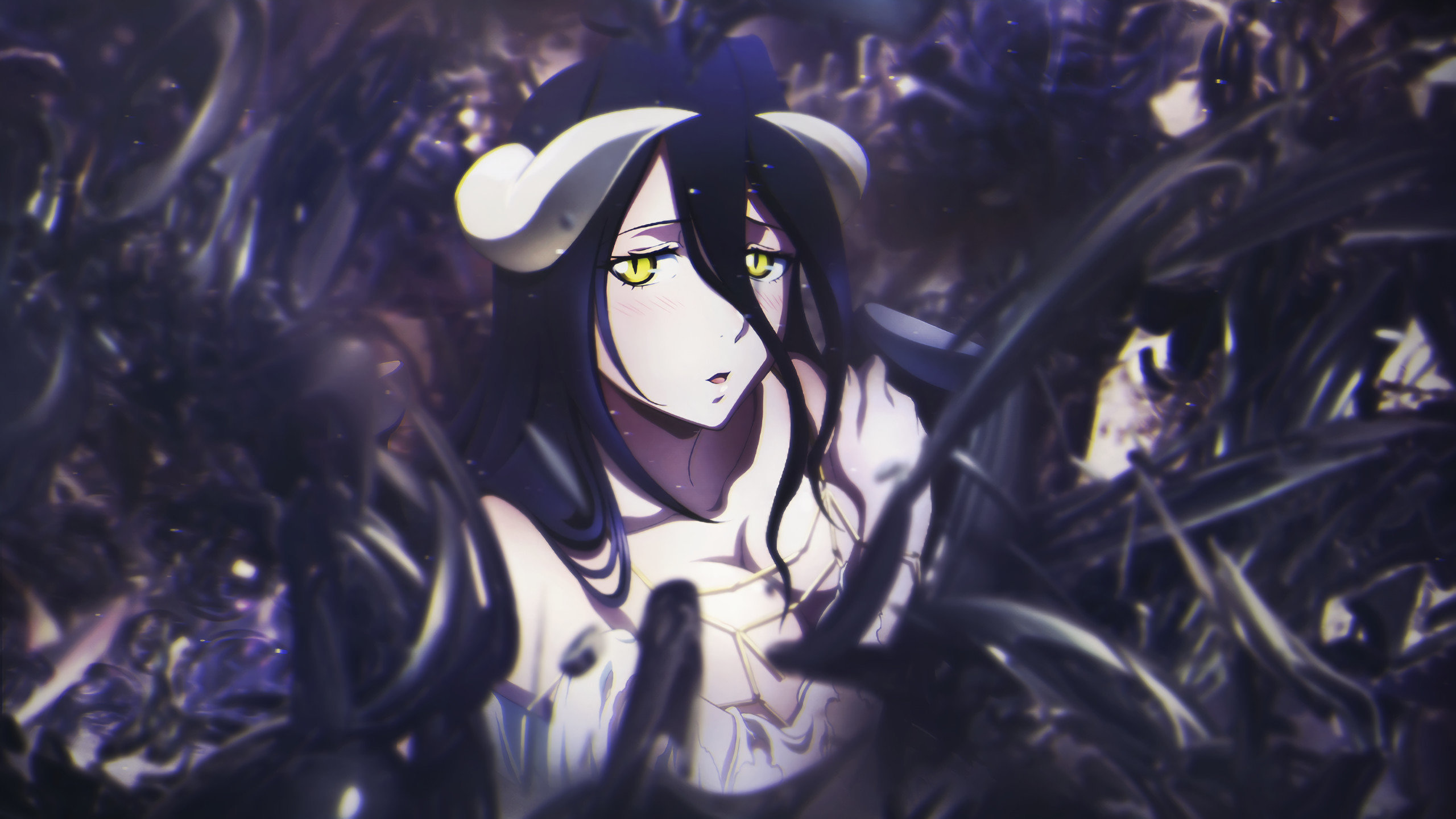Download wallpaper x albedo overlord anime girl dark dual wide x hd background