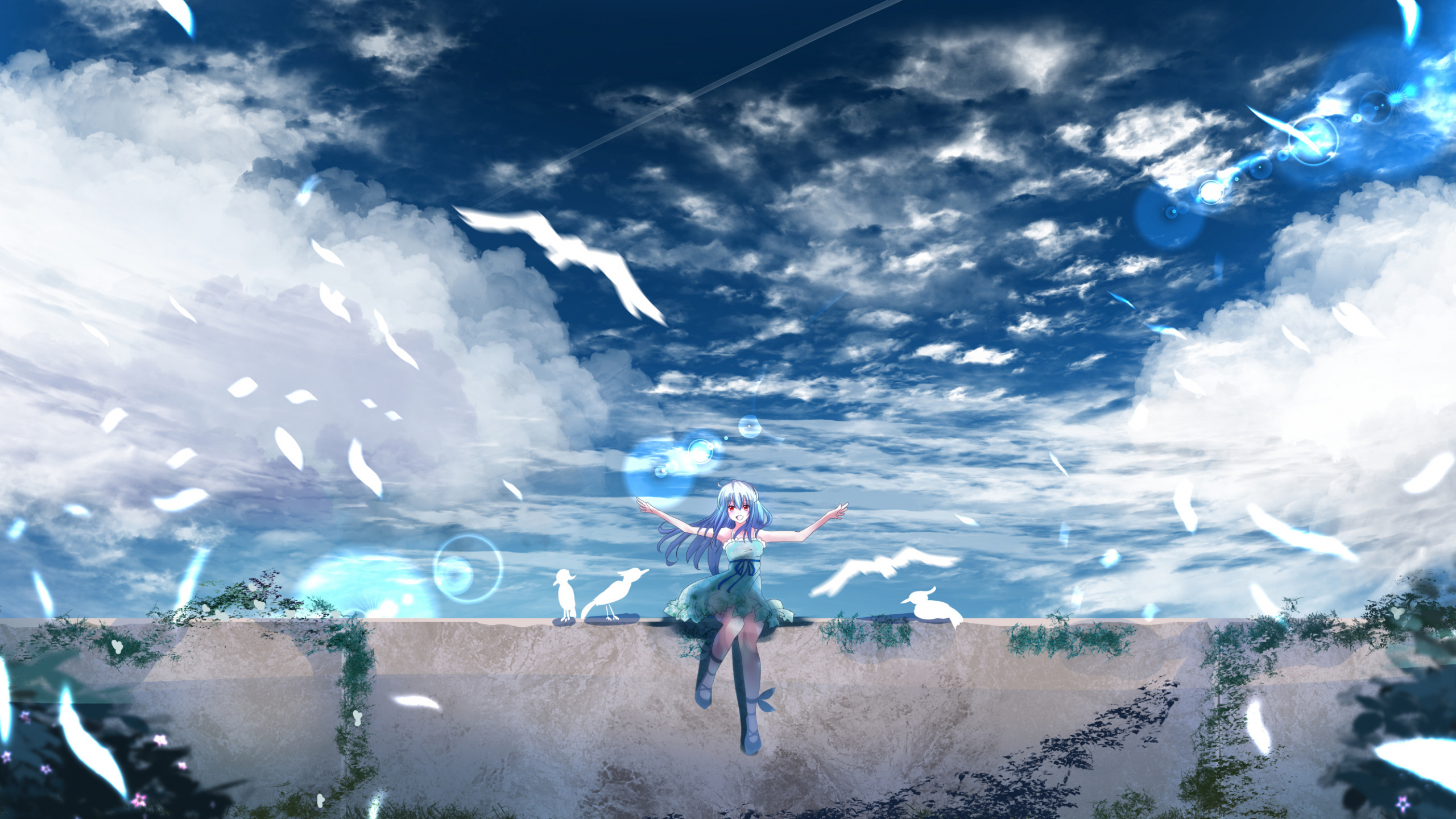Download wallpaper x beautiful scenery anime outdoor anime girl dual wide x hd background