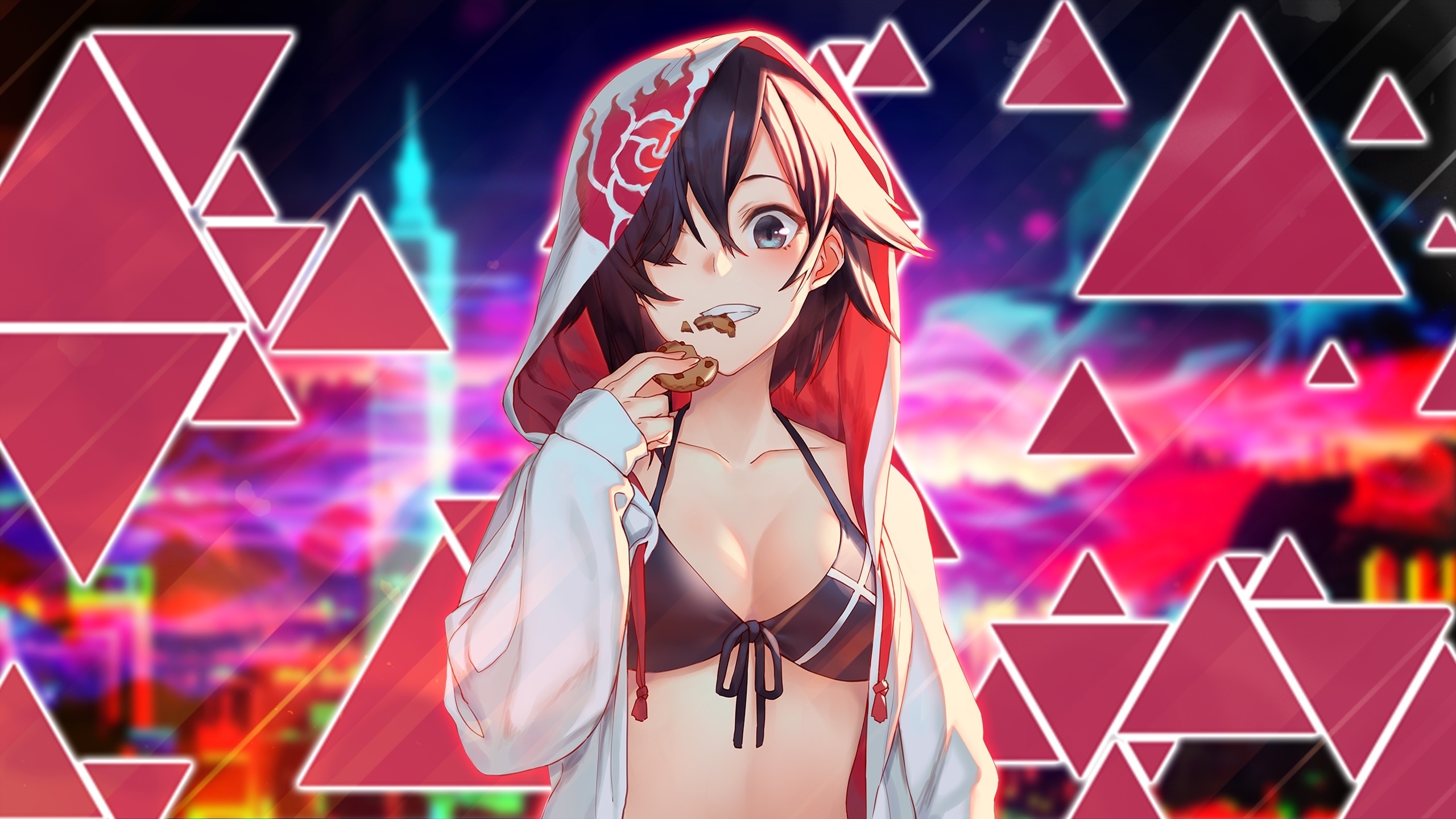 Download wallpaper x hot anime girl and cookie curious dual wide x hd background