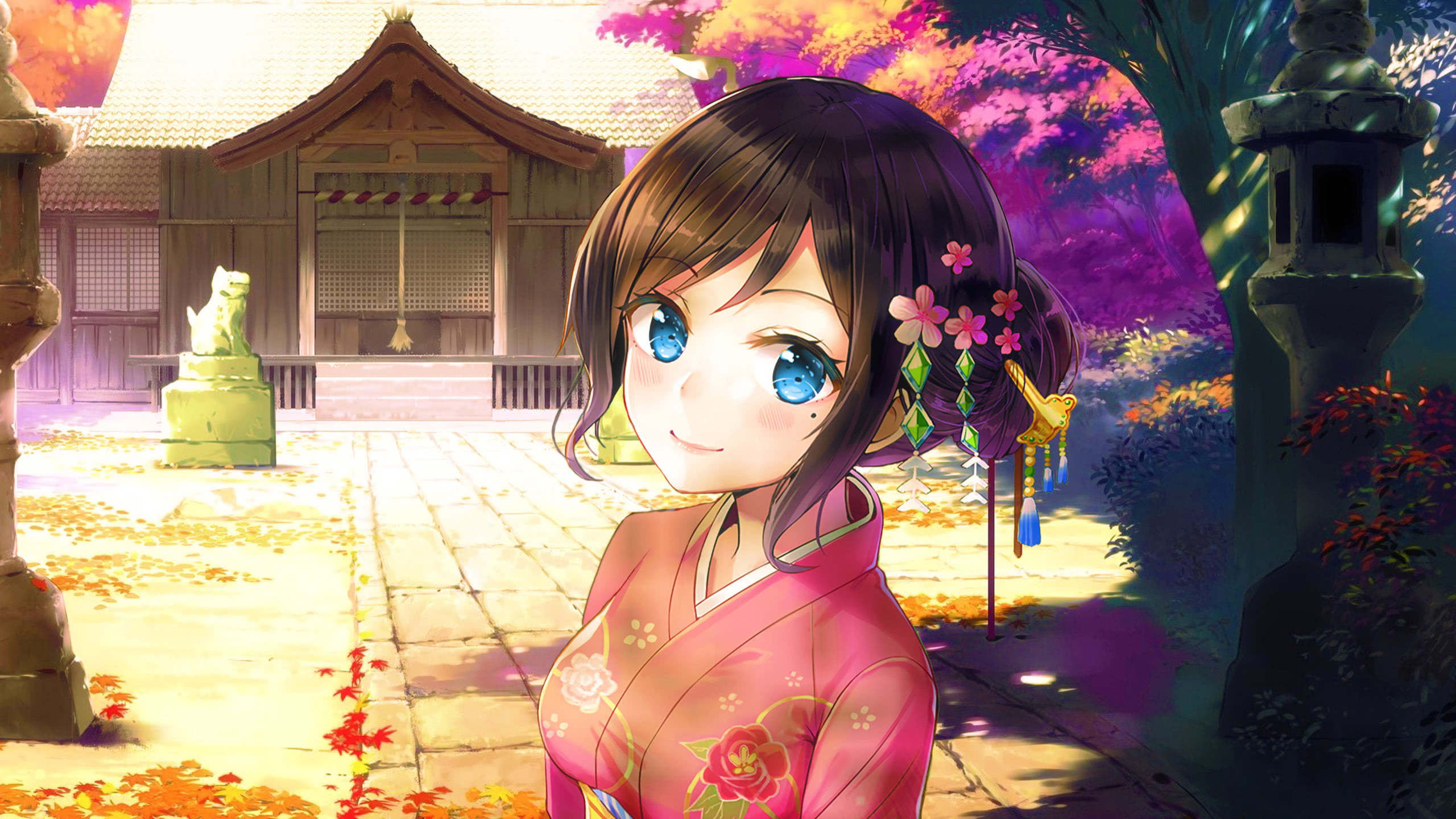 Anime girl kimono wqhd p wallpaper