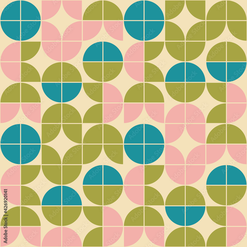 Mid century modern mod geometric floral design s wallpaper design in a retro color palette vintage scandinavian style pattern repeat vector