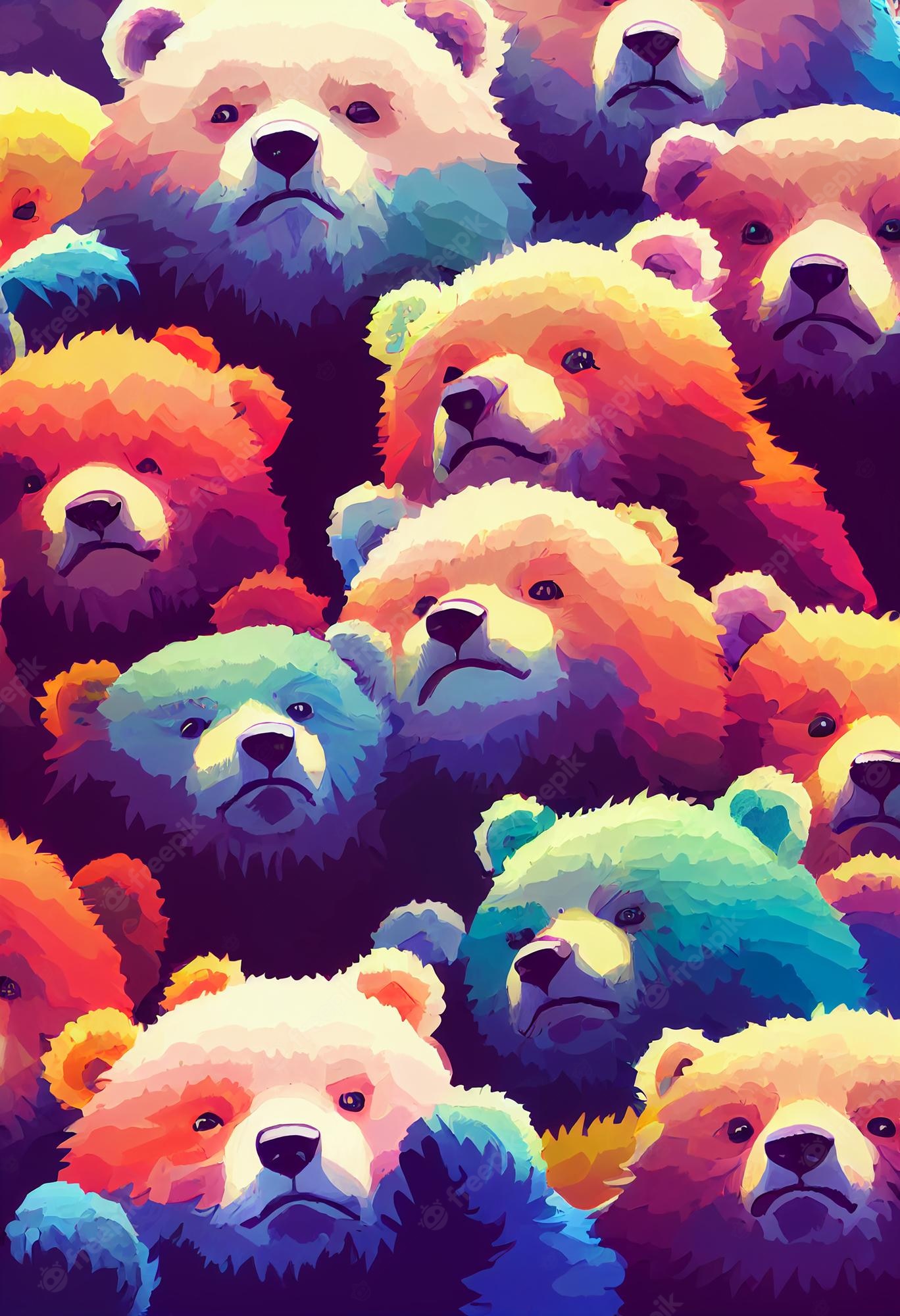 Premium photo group of cute bear for wallpaper and graphic designs d illustration