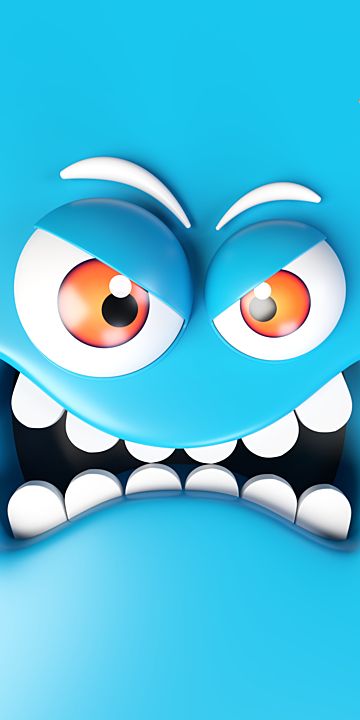 Blue cartoon angry face wallpaper for your phone d illustration background iphone wallpaper drawg wallpaper doodle android wallpaper flowers