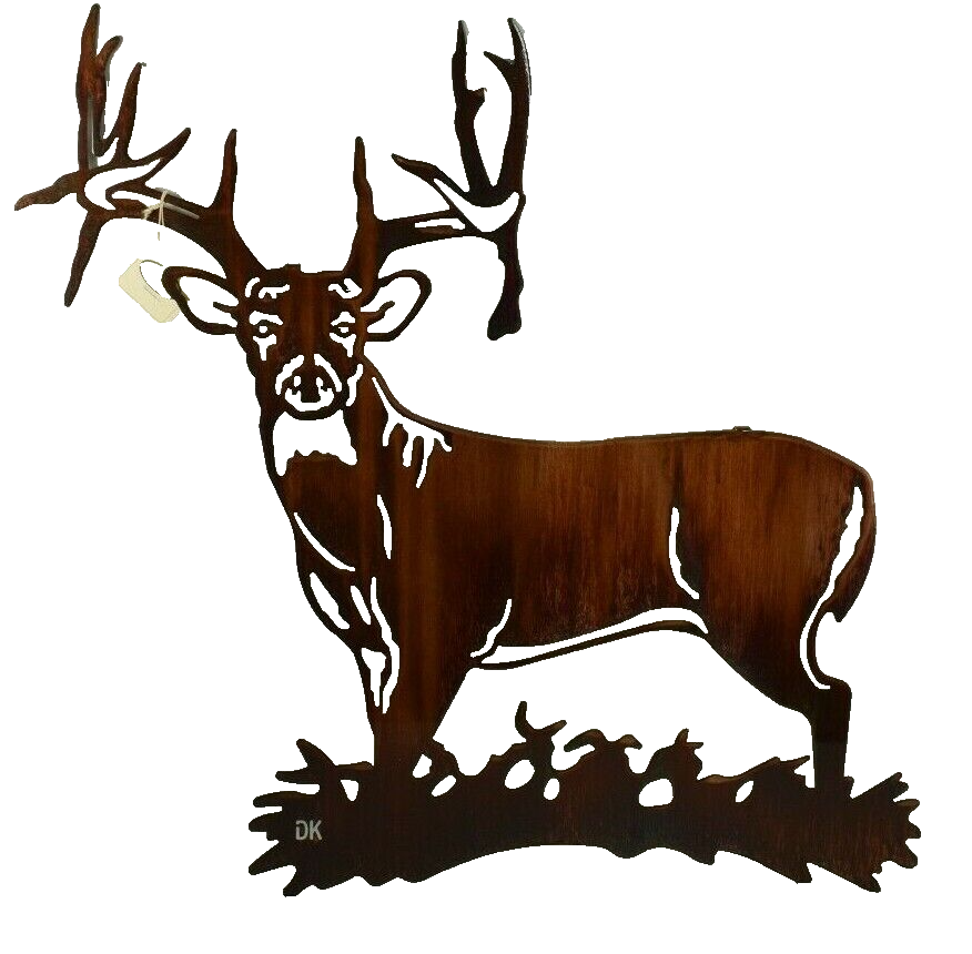 Lazart buck solo deer inch metal laser cut hanging wall art rustic lodge