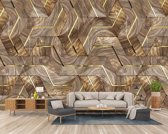 Wood design digital print wallpaper with high quality