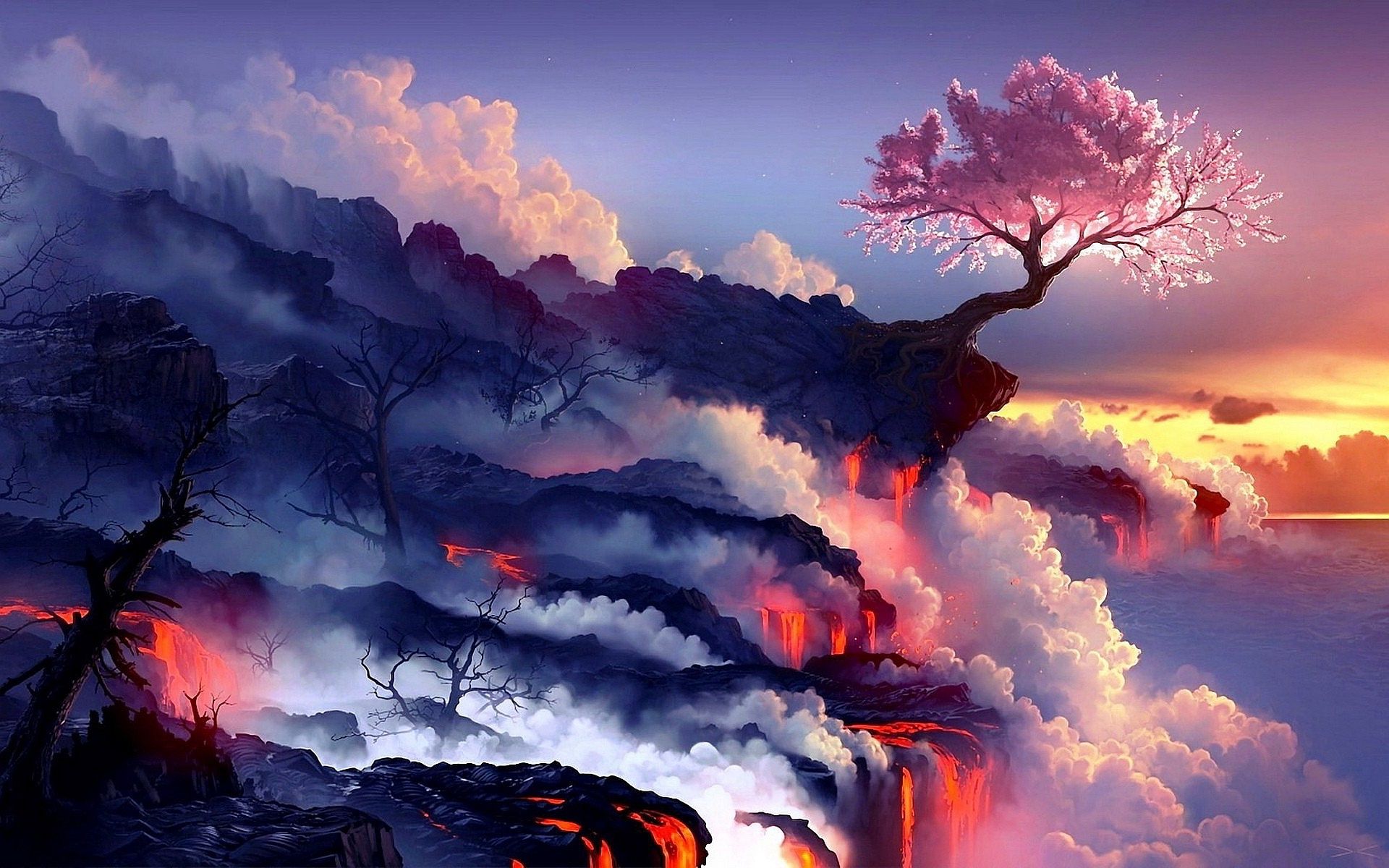 Sktop wallpapers k ultra hd landscape wallpaper fantasy landscape volcano wallpaper