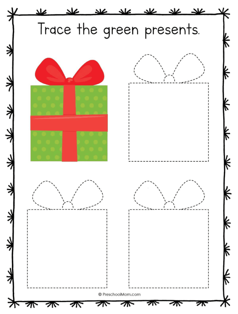 Christmas symbols tracing worksheets