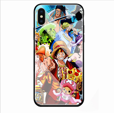 One piece anime phone case for iphone x xr xs s plus reinforced glass